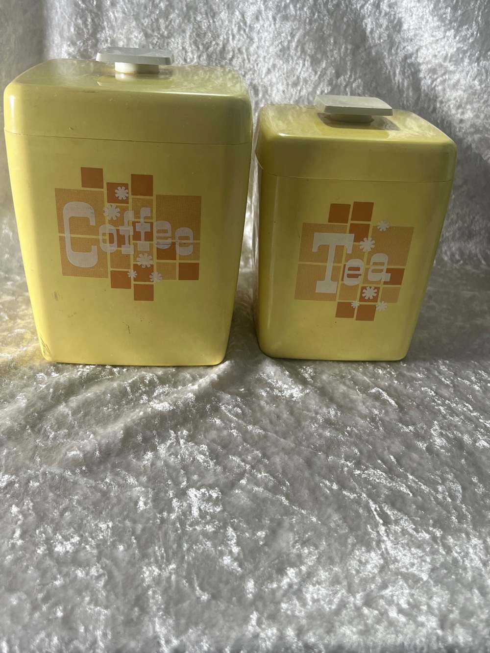 Yellow Coffee & Tea Storage Canisters - Set of 2 vintage